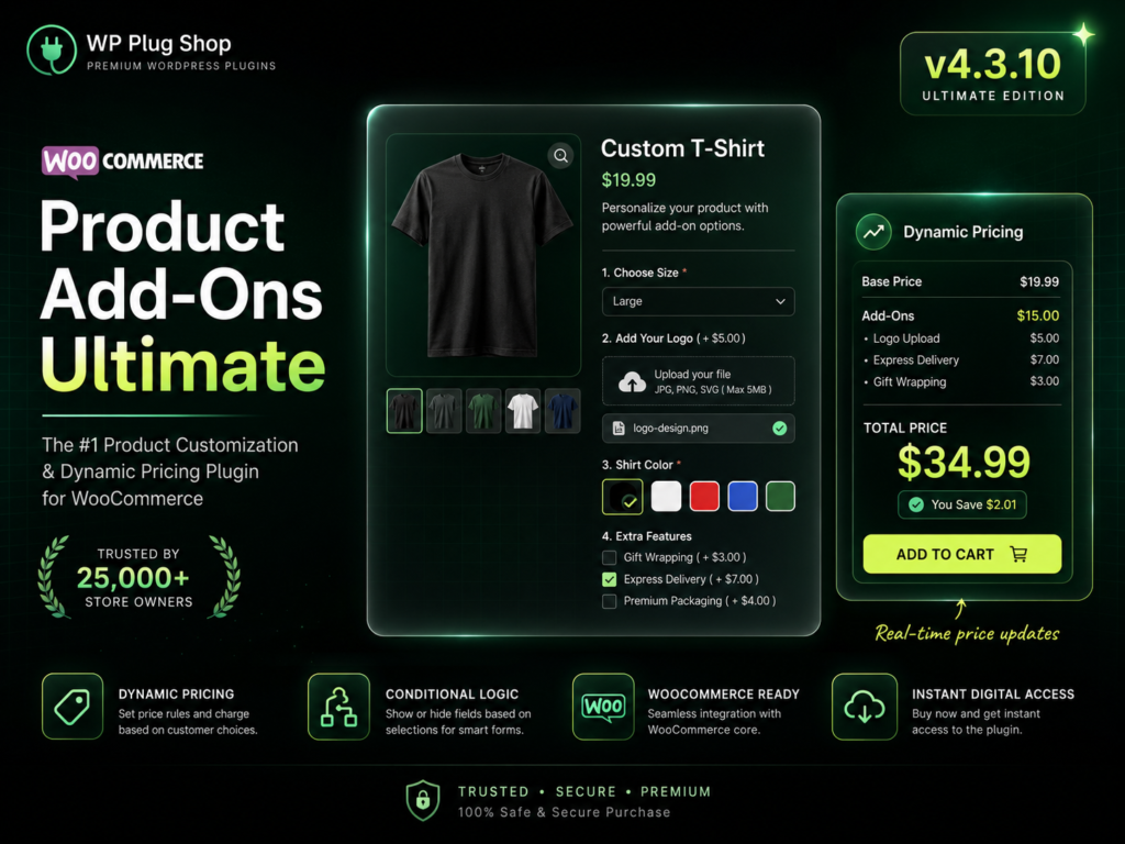 WooCommerce Product Add-Ons Ultimate 4.3.10 – Custom Product Fields, Conditional Logic & Pricing Plugin