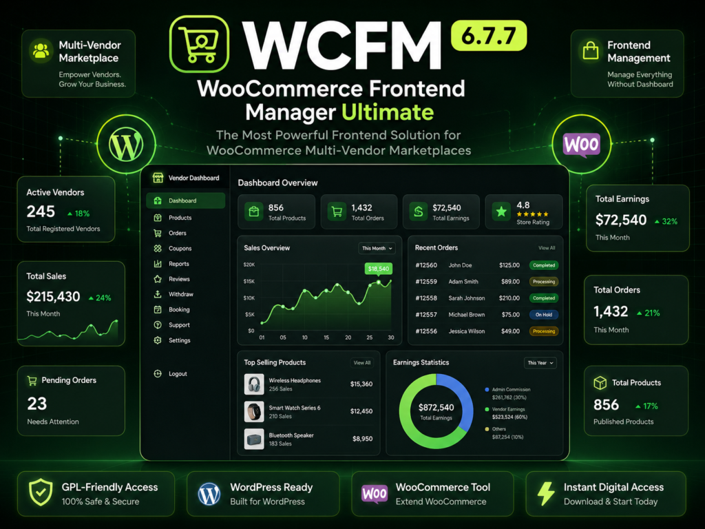 WCFM – WooCommerce Frontend Manager Ultimate 6.7.7 – Multi Vendor Marketplace Plugin