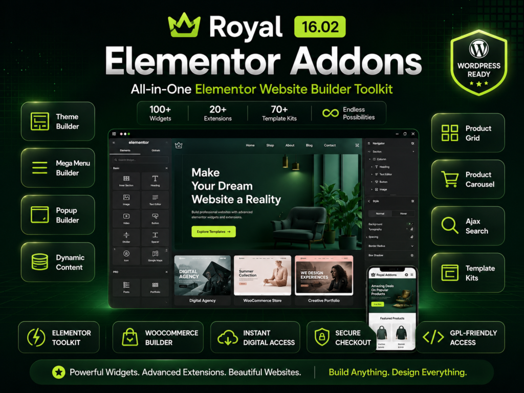 Royal Elementor Addons 16.02 – Premium Elementor Widgets, Templates & WooCommerce Builder