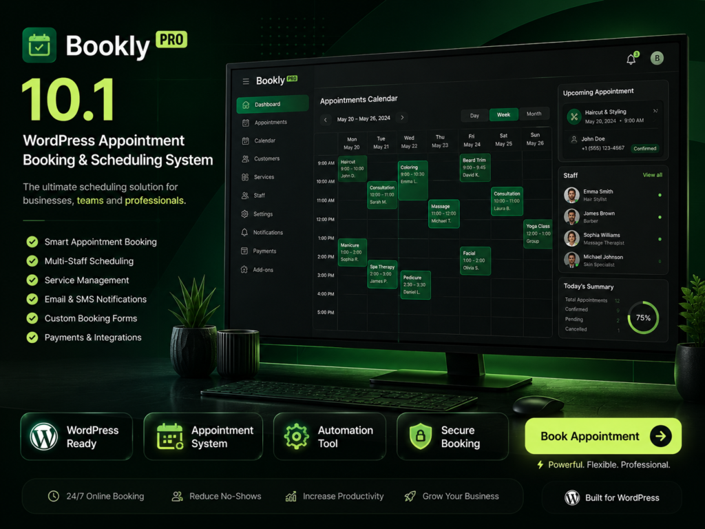 Bookly Pro 10.1 – Advanced WordPress Appointment Booking & Scheduling System