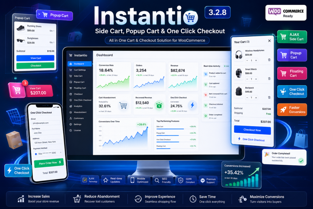 WooCommerce All in One Cart and Checkout – Side Cart, Popup Cart & One Click Checkout (Instantio) 3.2.8