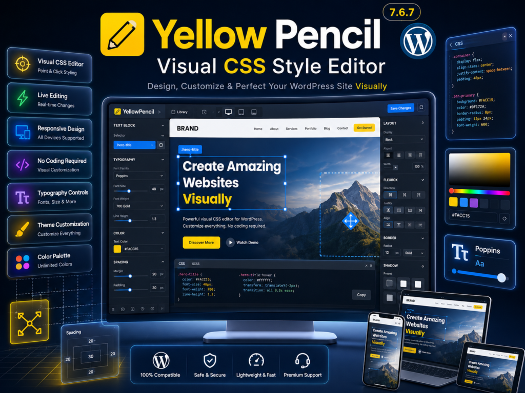 Yellow Pencil Visual CSS Style Editor WordPress Plugin 7.6.7