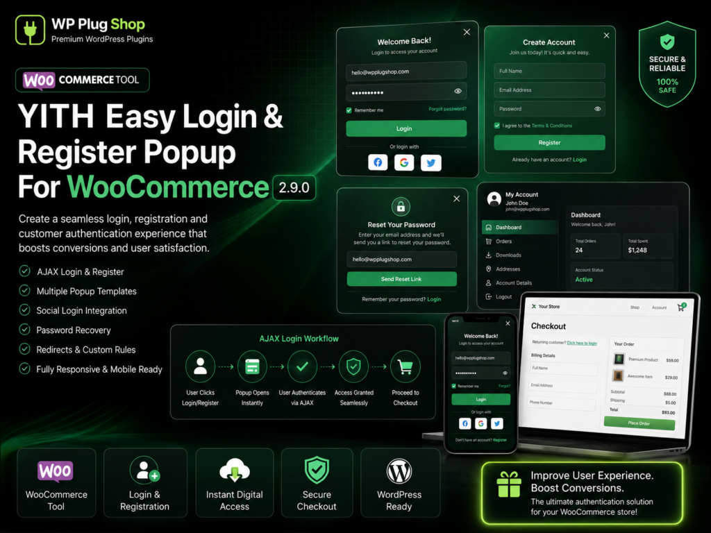 YITH Easy Login & Register Popup For WooCommerce 2.9.0 – AJAX Login & Registration Plugin