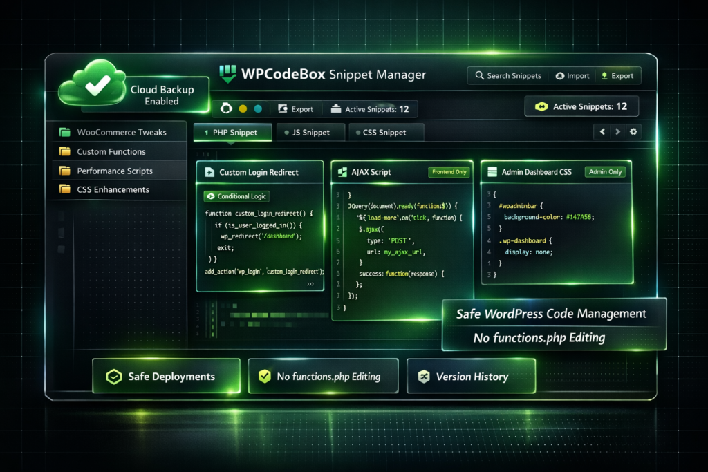 WPCodeBox – Advanced WordPress Code Snippet Manager for Safe Custom Code & Developer Workflow