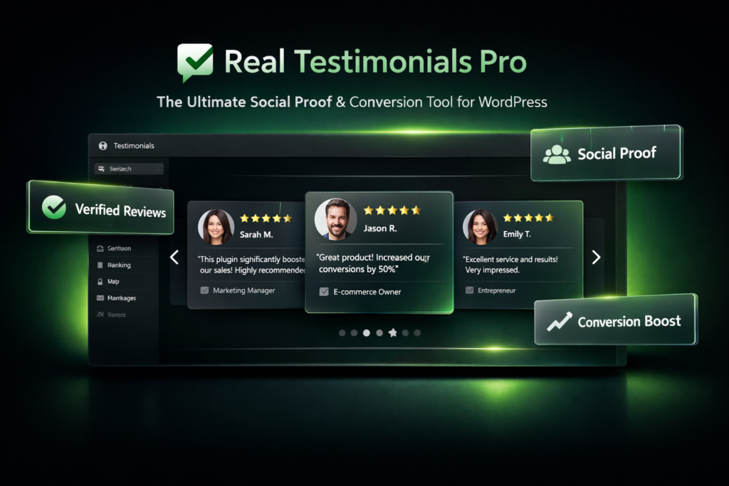 Real Testimonials Pro – WordPress Testimonial & Social Proof Plugin for WooCommerce & Elementor