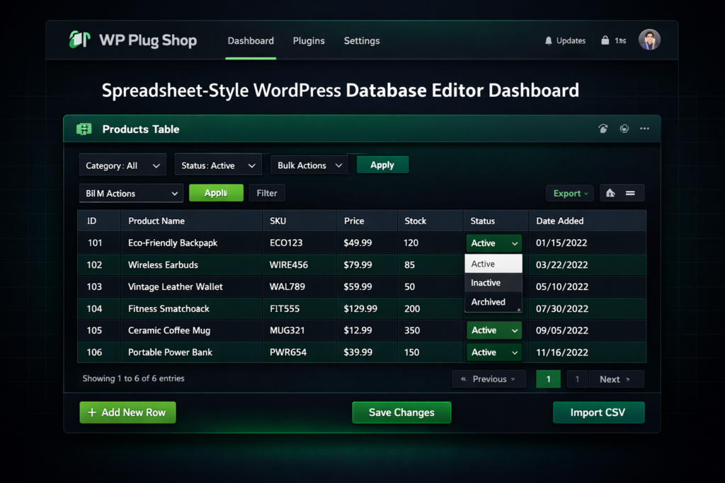 WP Sheet Editor Custom Tables Pro Addon – WordPress Spreadsheet Database Editor for Bulk Table Management