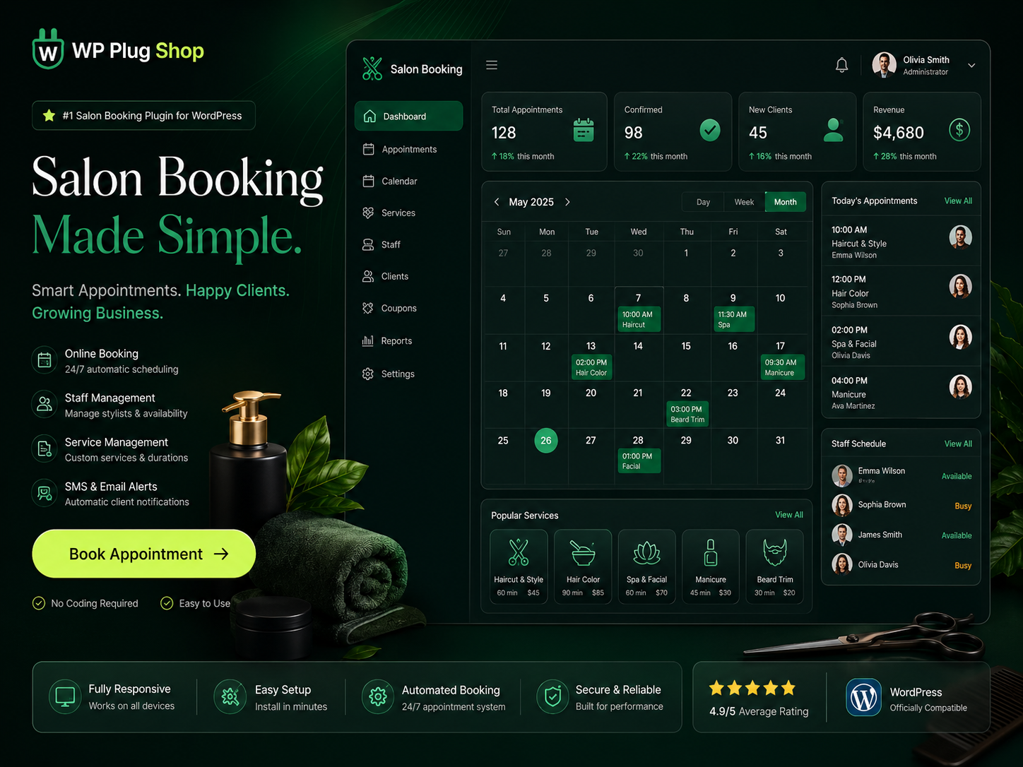 Salon Booking WordPress Plugin – Online Appointment Scheduling System for Salons, Spas & Barbershops