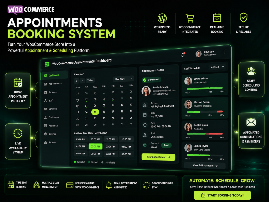 WooCommerce Appointments Plugin – Booking & Scheduling System for WordPress Services