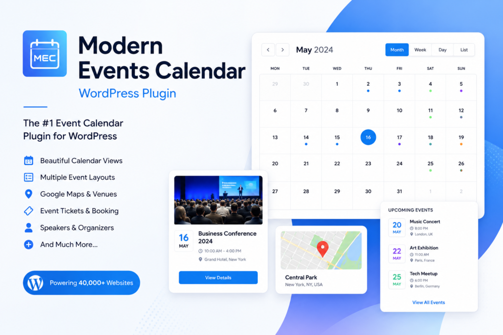 Modern Events Calendar WordPress Plugin – Event Booking, Scheduling & WooCommerce Ticketing System