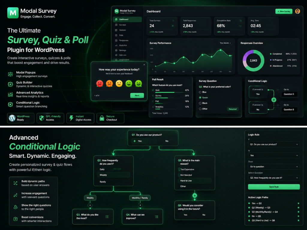 Modal Survey WordPress Plugin – Interactive Quiz, Poll & Customer Feedback Builder for Engagement & Conversions