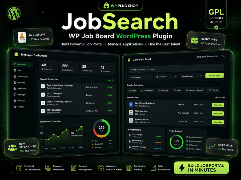 JobSearch WP Job Board WordPress Plugin – Build Professional Job Portal with Employer & Candidate Dashboard