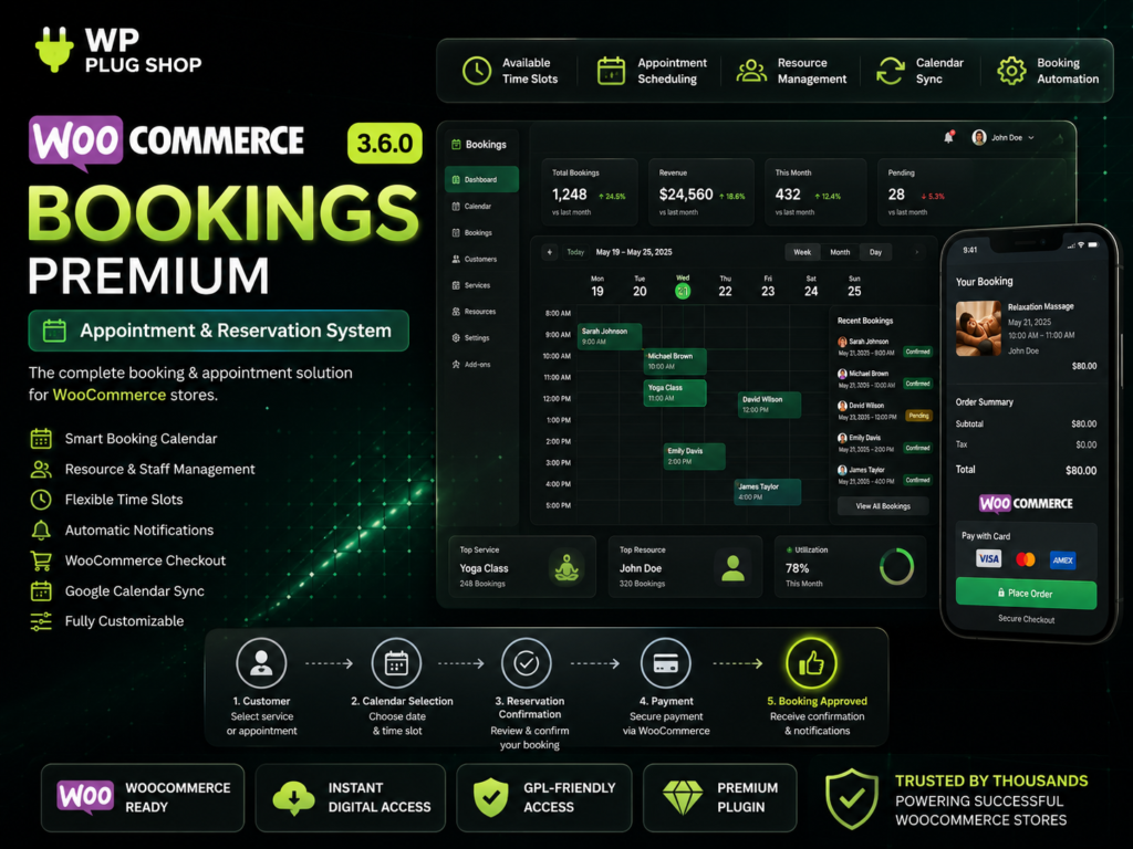 WooCommerce Bookings Premium 3.6.0 – Appointment, Reservation & Booking Calendar Plugin