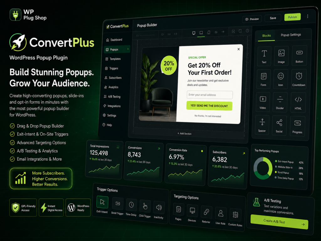 ConvertPlus WordPress Popup Plugin – Exit Intent Lead Generation & Conversion Optimization Tool