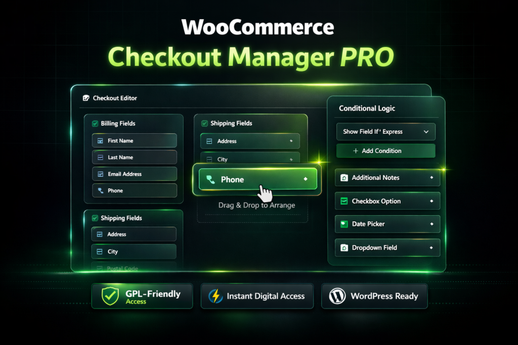 WooCommerce Checkout Manager PRO by QuadLayers – Custom Checkout Fields & Checkout Optimization