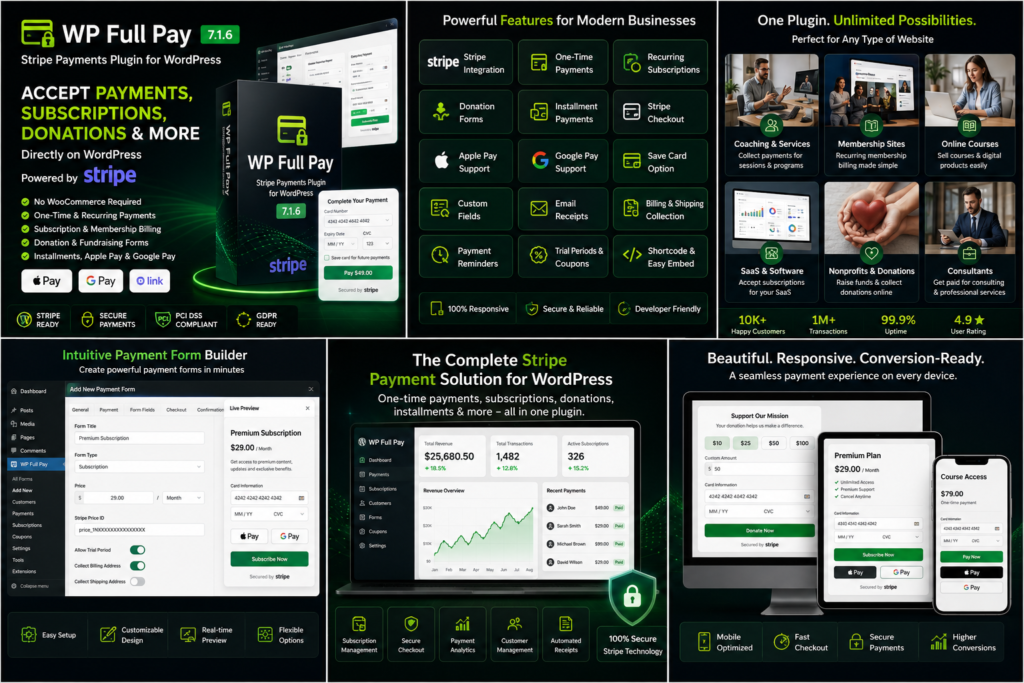 WP Full Pay 7.1.6 – Stripe Payments Plugin for WordPress, Subscriptions & Donations