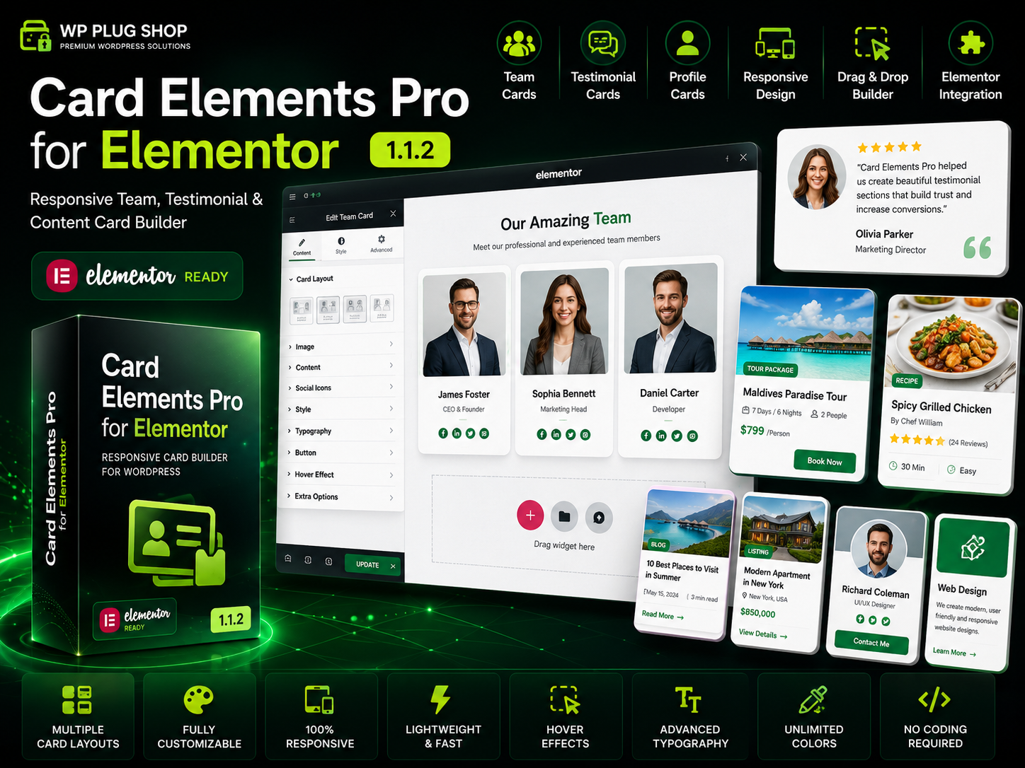 Card Elements Pro for Elementor 1.1.2 – Responsive Team, Testimonial & Content Card Builder