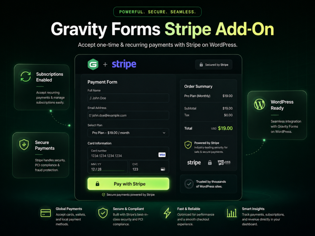 Gravity Forms Stripe Add-On – WordPress Stripe Payment & Subscription Integration Plugin