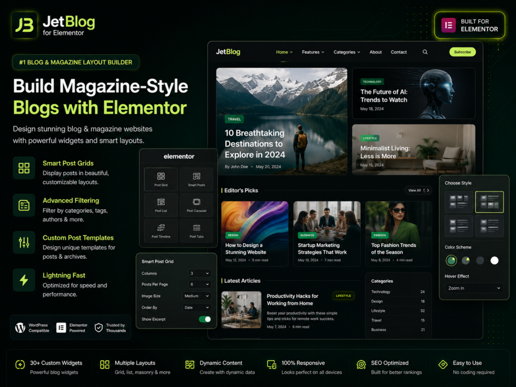 JetBlog Elementor Plugin – Advanced Blog, News & Magazine Layout Builder for WordPress