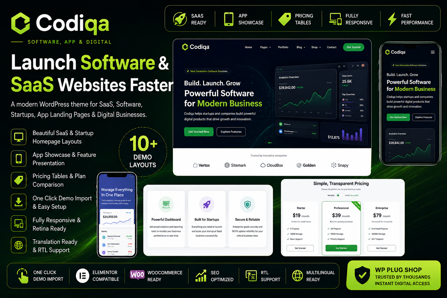 Codiqa – Software, App & Digital WordPress Theme for SaaS & Startups