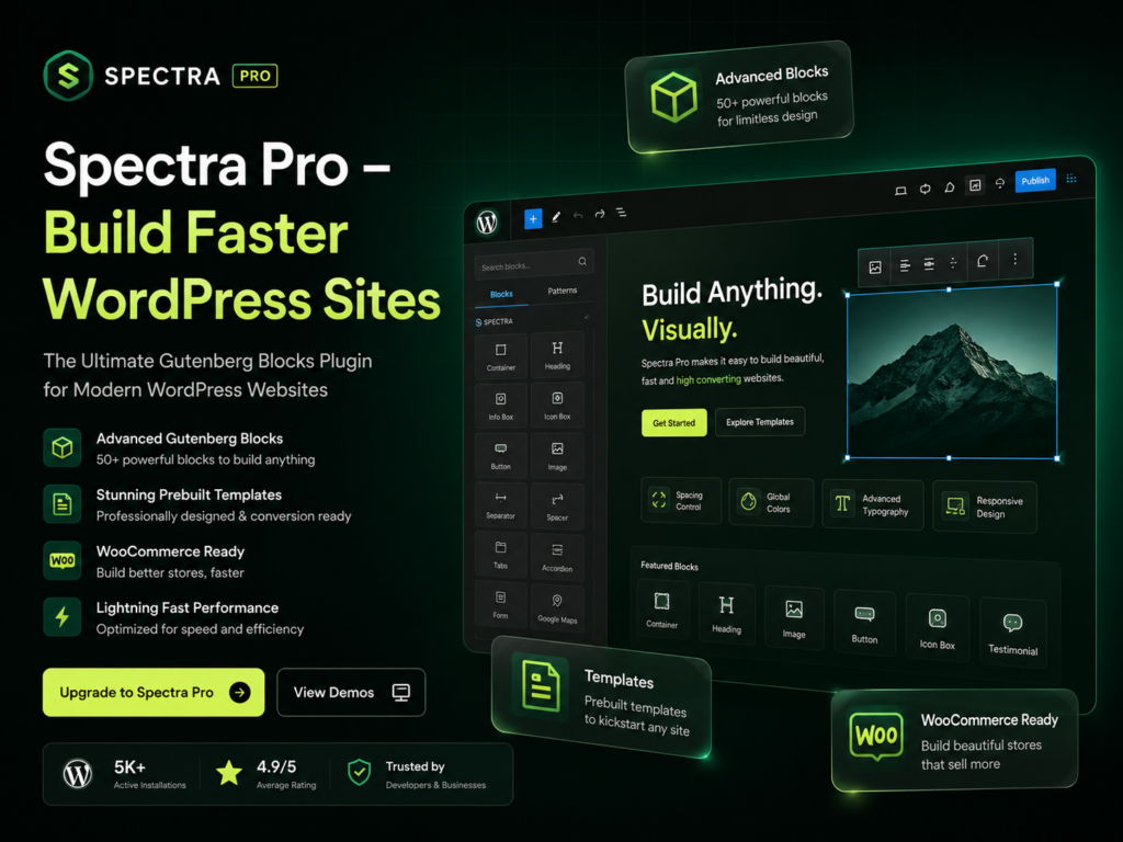 Spectra Pro WordPress Plugin – Advanced Gutenberg Blocks Builder & Elementor Alternative