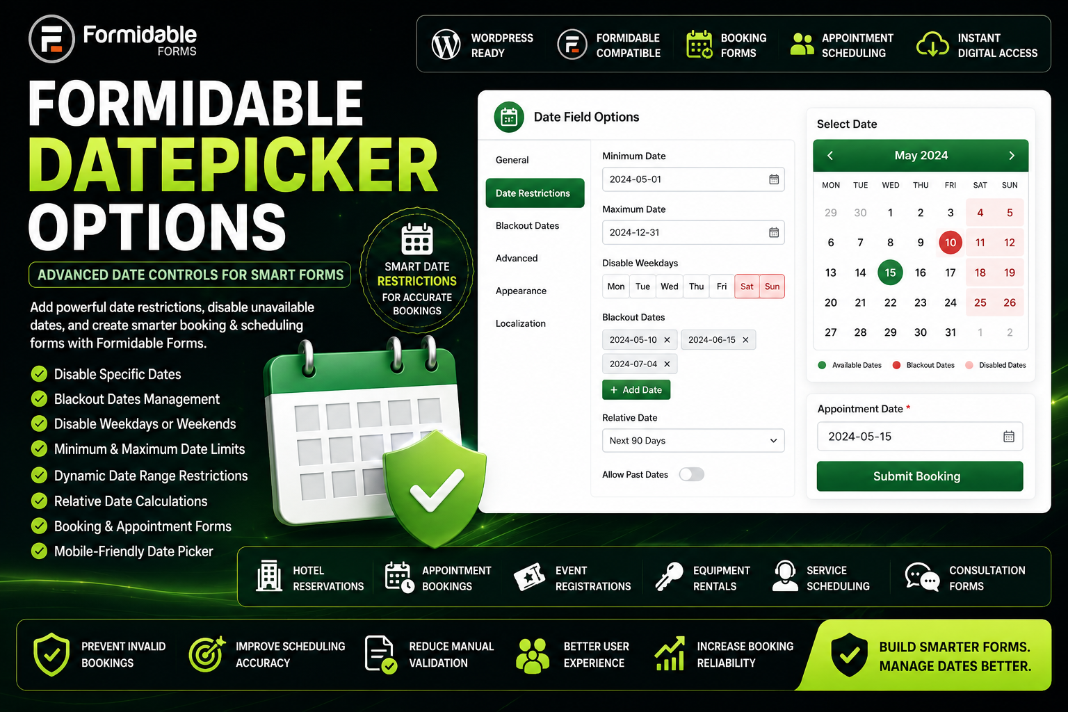 Formidable Datepicker Options – Advanced Date Restrictions & Booking Controls