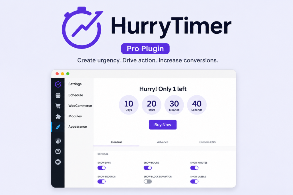 HurryTimer PRO – WooCommerce Countdown Timer & Scarcity Marketing Plugin 2.17.2