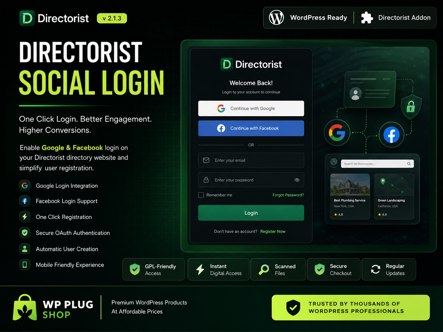 Directorist Social Login 2.1.3 – Social Login Plugin for WordPress Directories