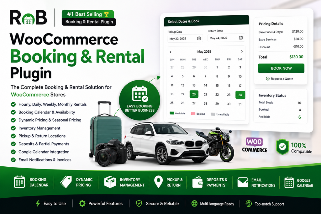 RnB WooCommerce Booking & Rental Plugin – Advanced Booking & Rental Management