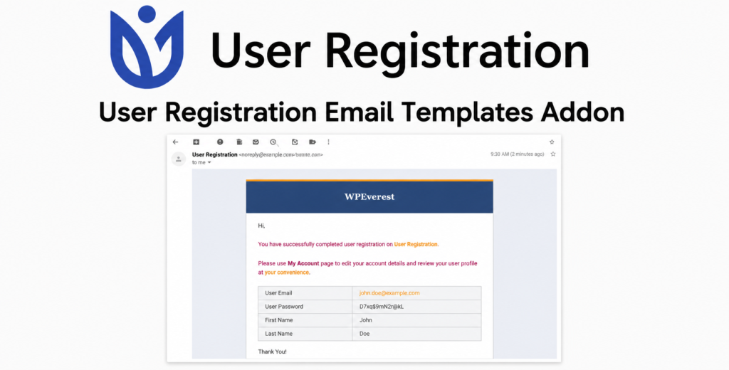 User Registration Email Templates Addon for WordPress – Custom Branded Email Builder for User Onboarding