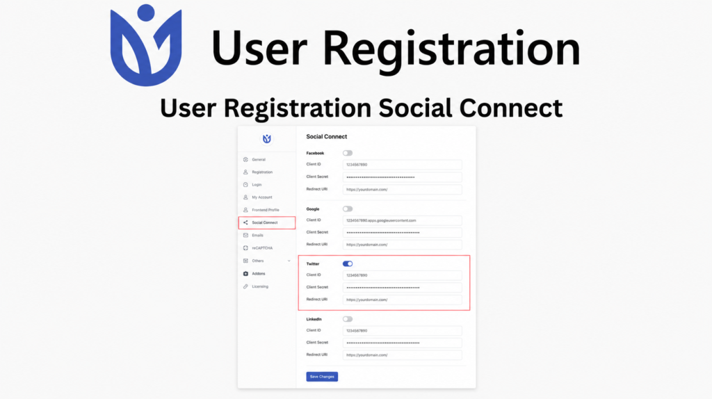 User Registration Social Connect Addon – One Click WordPress Social Login Plugin for Google, Facebook & LinkedIn