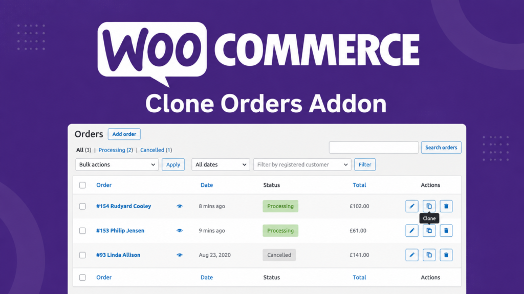 WooCommerce Clone Orders Addon 1.6.2 – Duplicate Orders Instantly