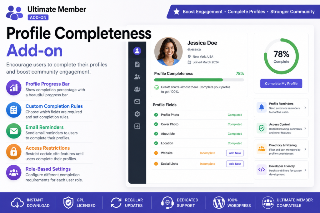 Ultimate Member Profile Completeness Add-on – User Profile Progress Bar