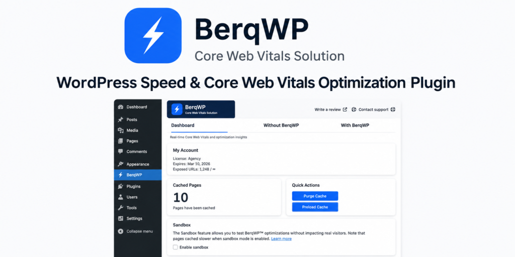 BerqWP – WordPress Speed & Core Web Vitals Optimization Plugin