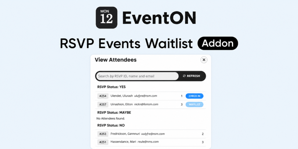 EventON RSVP Events Waitlist Addon – WordPress Event Waitlist & RSVP Management Plugin