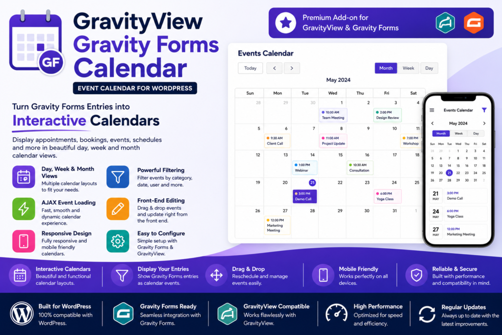 GravityView Gravity Forms Calendar – Event Calendar for WordPress