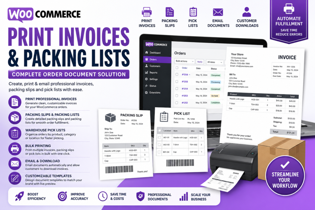 WooCommerce Print Invoices and Packing Lists – Order Document Manager