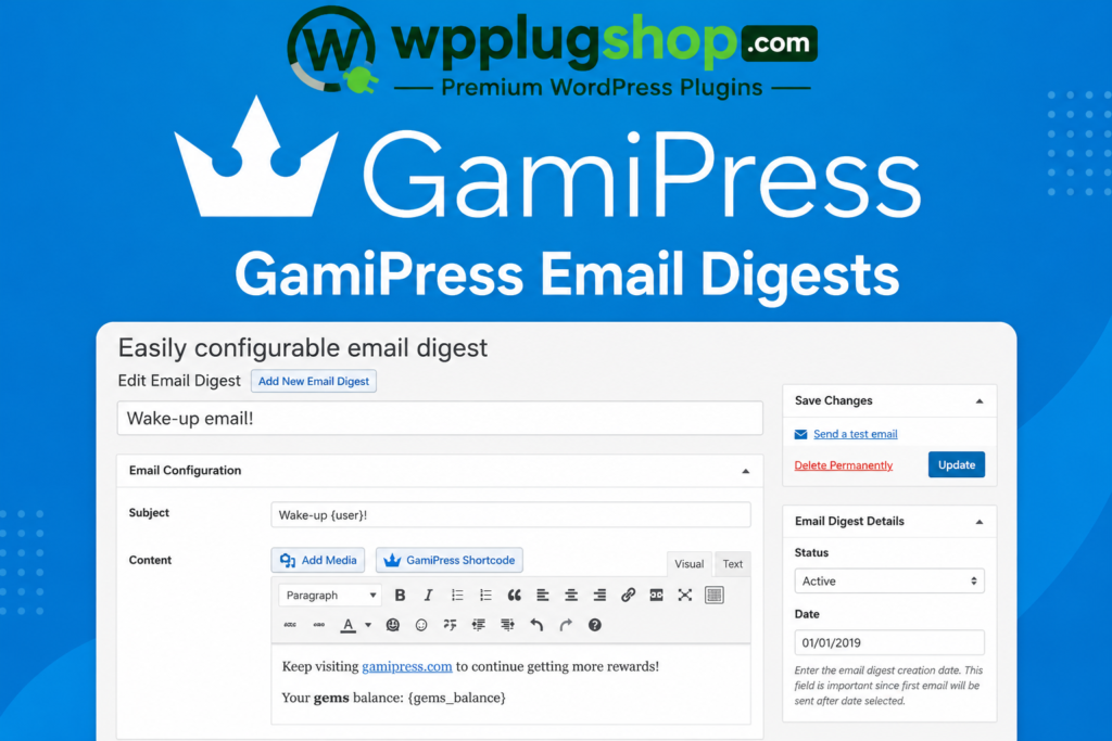 GamiPress Email Digests – WordPress Plugin 1.1.0 | Scheduled Achievement & Points Email Reports