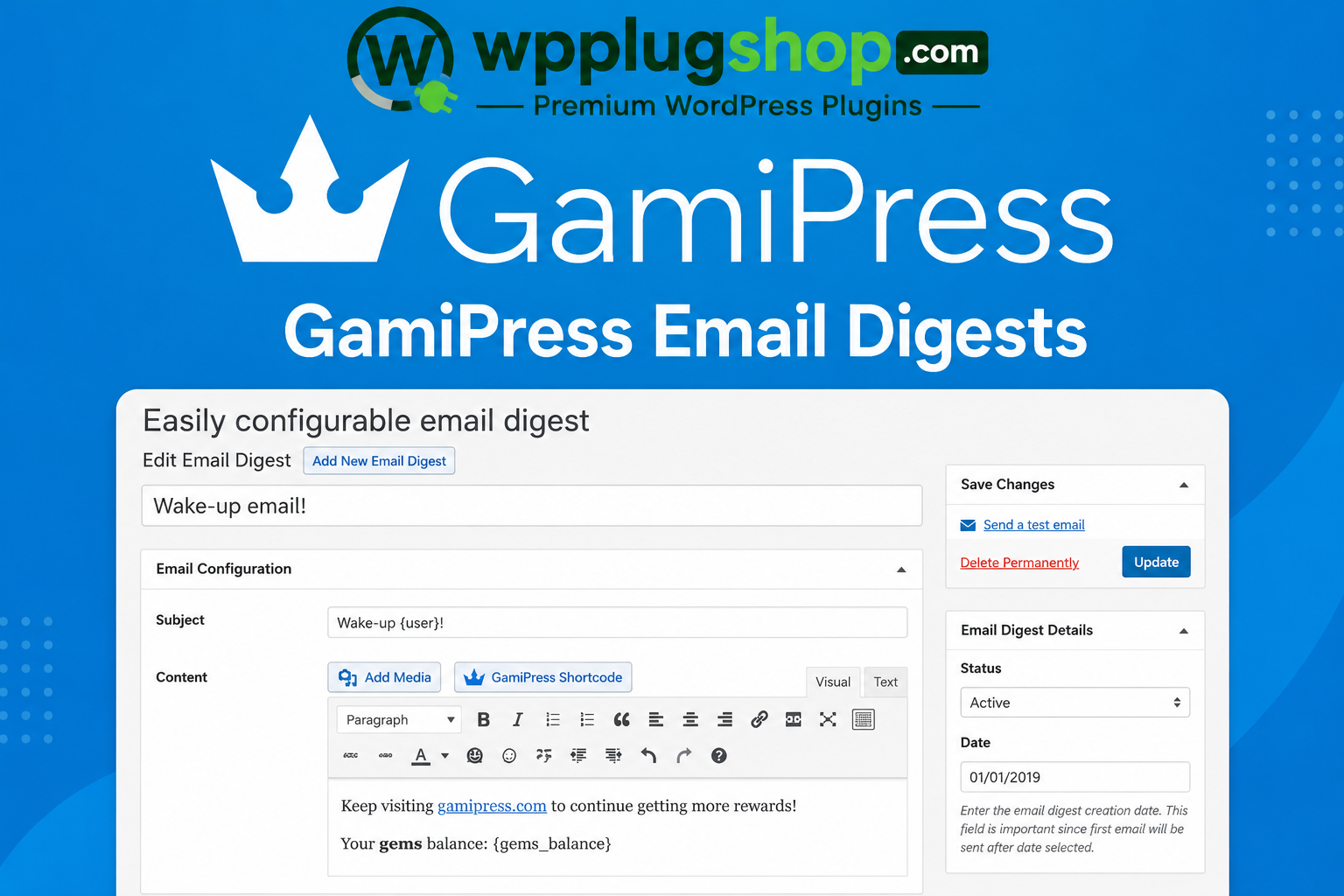 GamiPress Email Digests – WordPress Plugin 1.1.0 | Scheduled Achievement & Points Email Reports