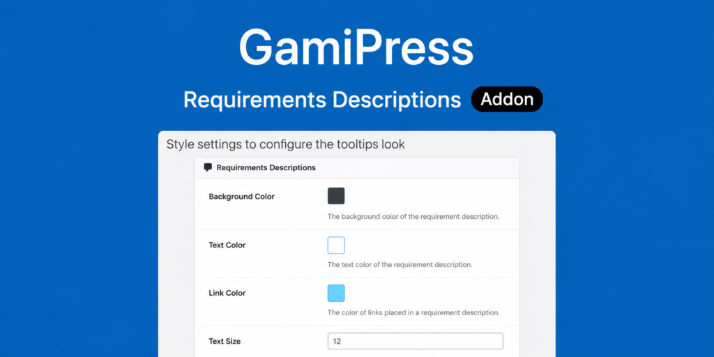 GamiPress Requirements & Descriptions Addon for WordPress