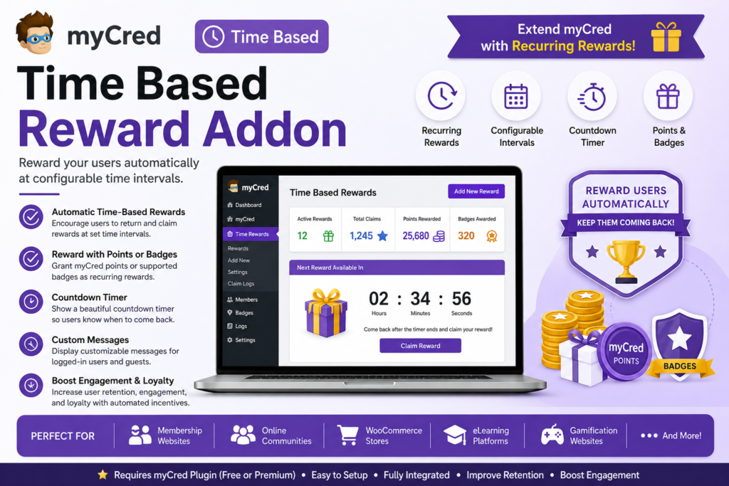 myCred Time Based Reward Addon – Recurring Rewards for WordPress