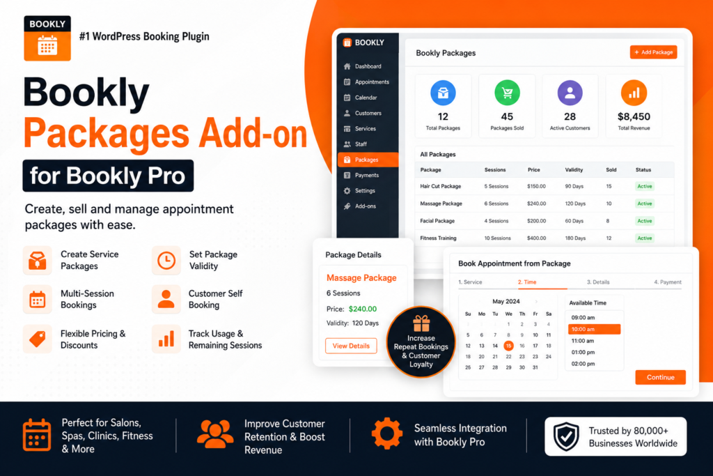 Bookly Packages Add-on for Bookly Pro – Service Package & Multi-Session Booking Manager for WordPress