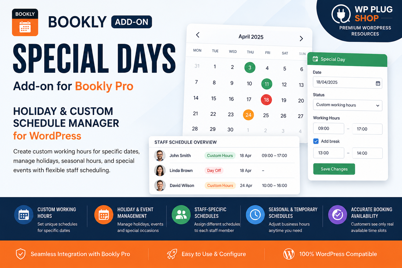 Bookly Special Days Add-on for Bookly Pro – Holiday & Custom Schedule Manager for WordPress
