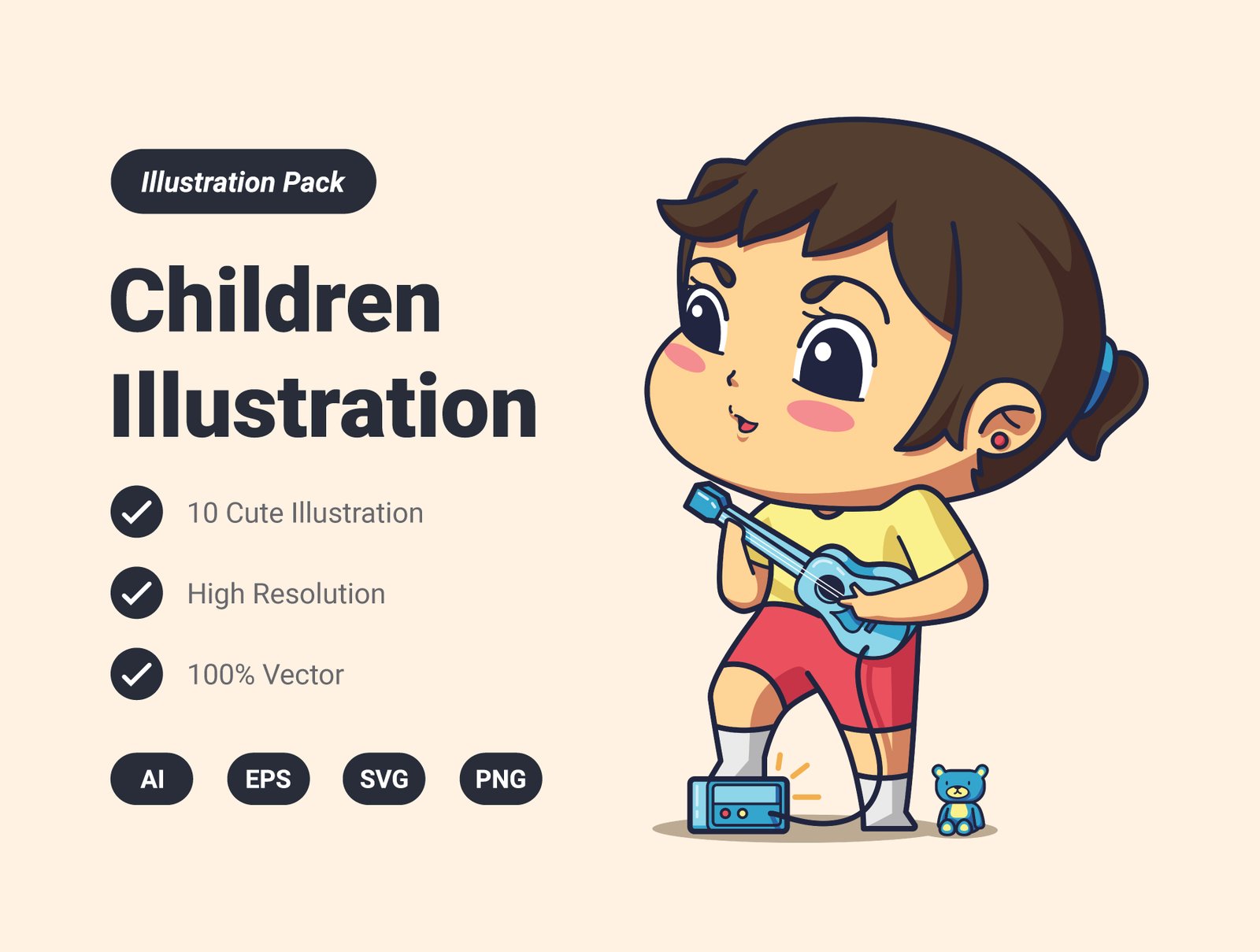 Children & Girls Activities Illustrationn Pack Children & Girls Activities Illustration Pack