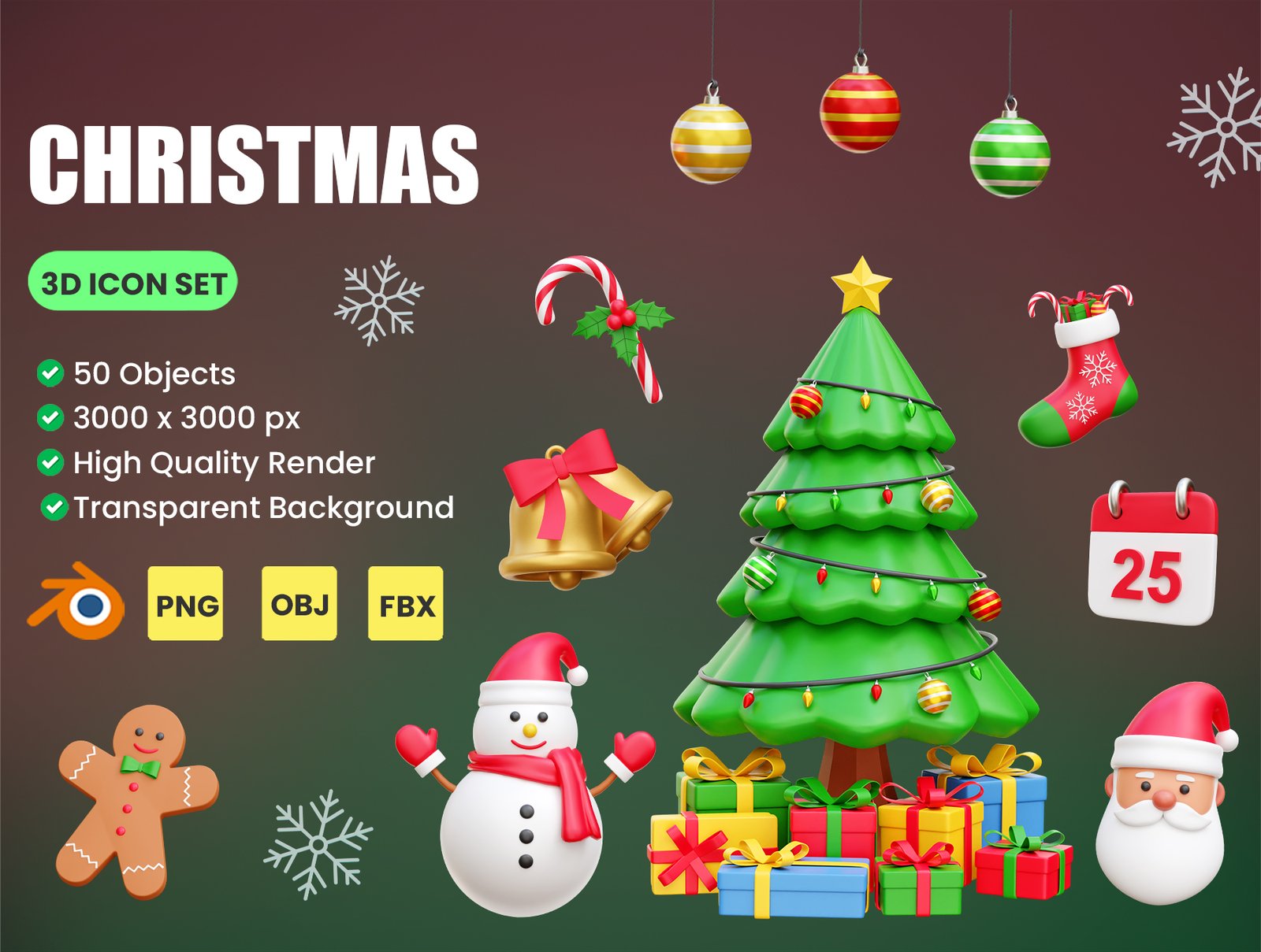 Christmas 3D Icon Illustrations