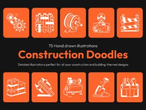 Construction Drawings Illustration Set