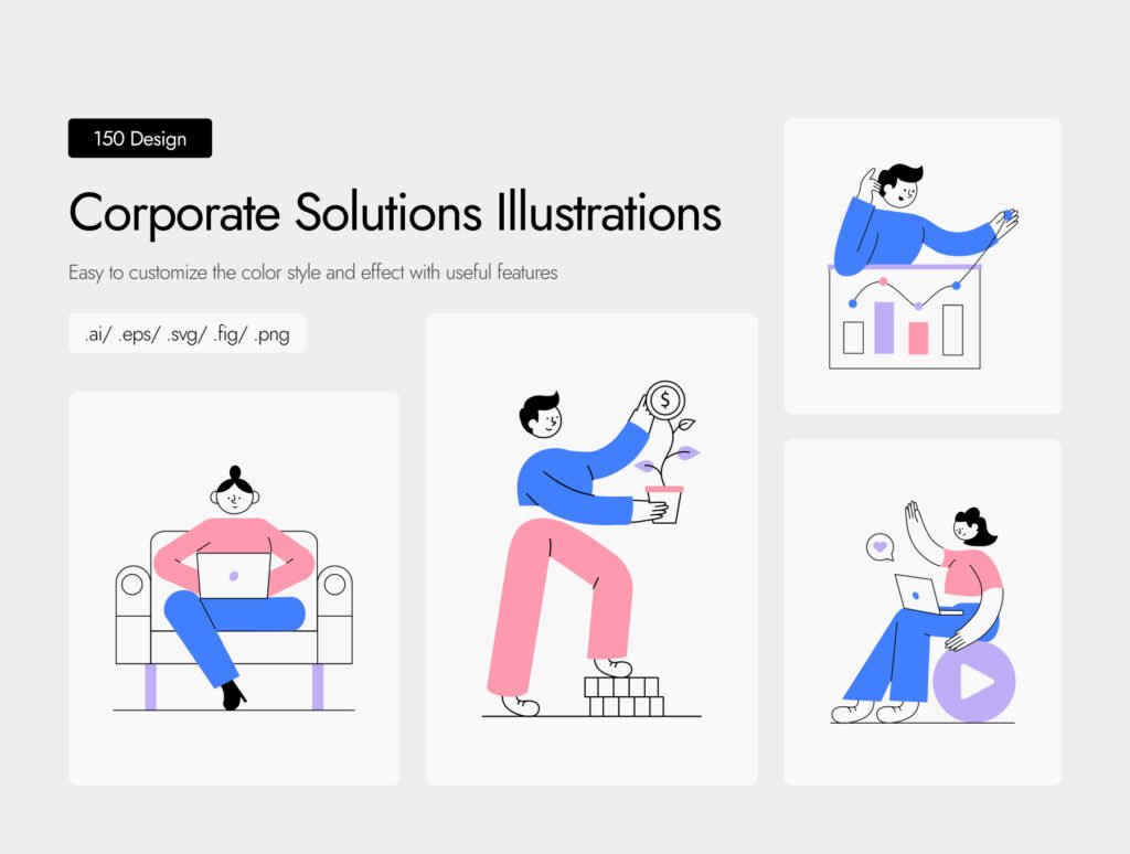 Corporate Solutions Illustrations Bundle