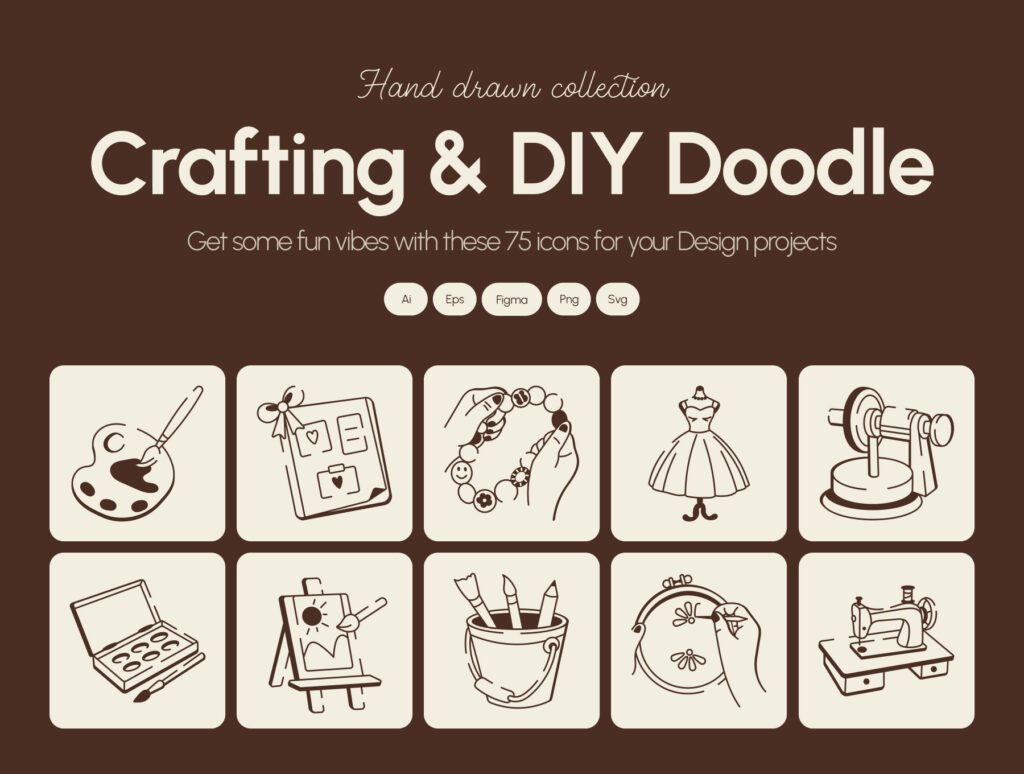 Crafting and DIY Doodle Icon set