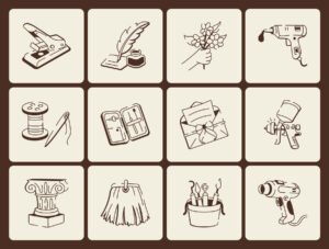 Crafting and DIY Doodle Icon set