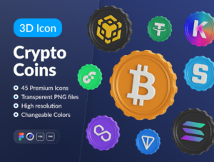 Crypto Coins 3D Icon Set