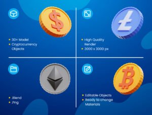 Cryptocurrency 3D Icons